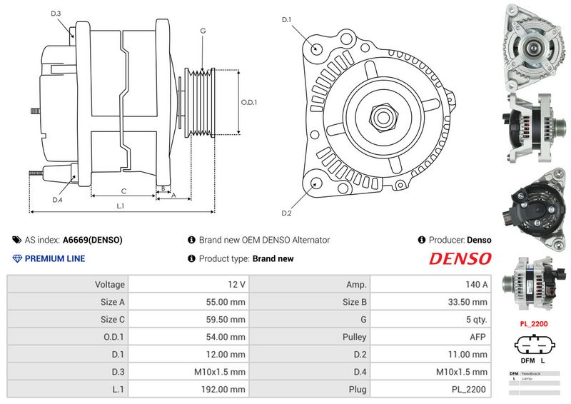 AS-PL A6669(DENSO) Alternator