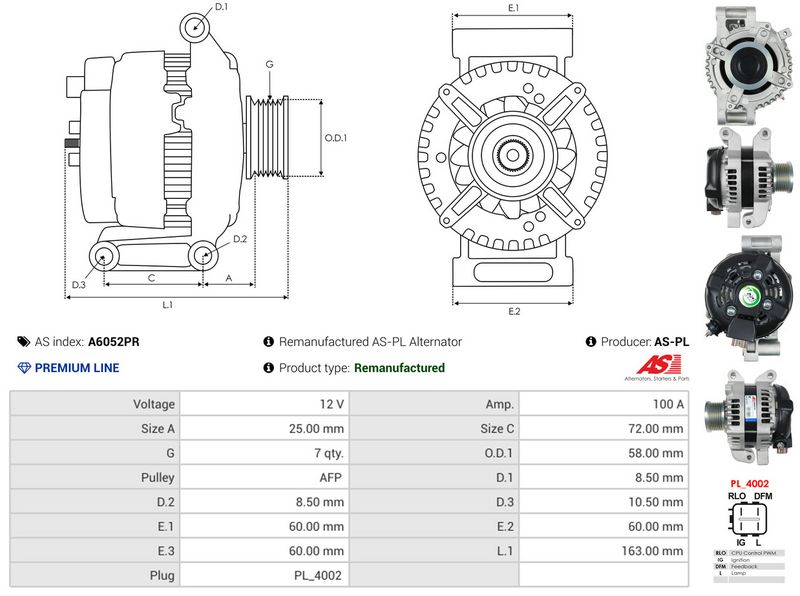 AS-PL A6052PR Alternator