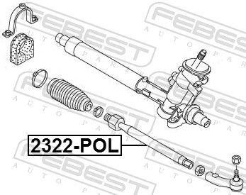 Осьовий шарнір, поперечна кермова тяга, Febest 2322-POL