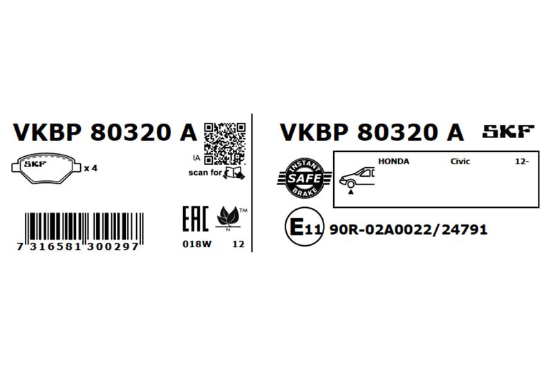 SKF VKBP 80320 A Brake Pad Set, disc brake