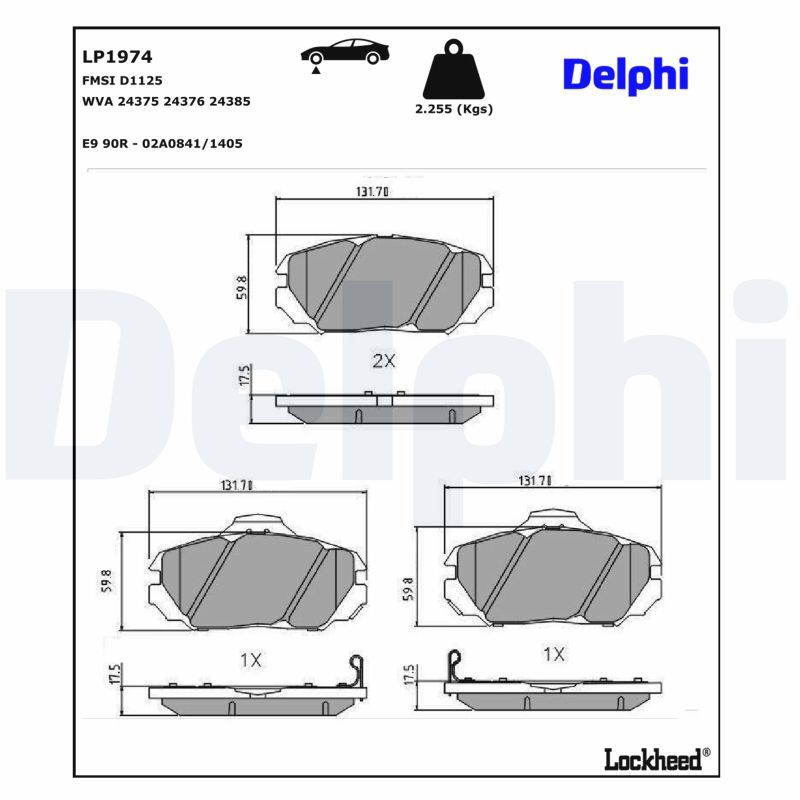 комплект спирачно феродо, дискови спирачки DELPHI