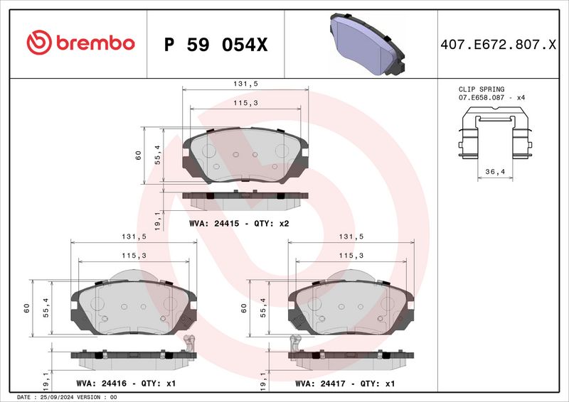 BREMBO P59054X Brake Pad Set, disc brake