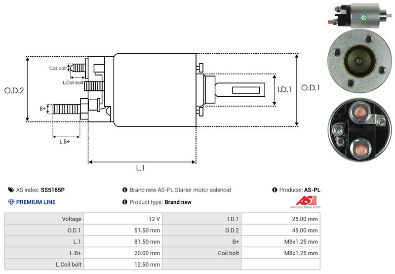 AS-PL SS5165P Solenoid Switch, starter