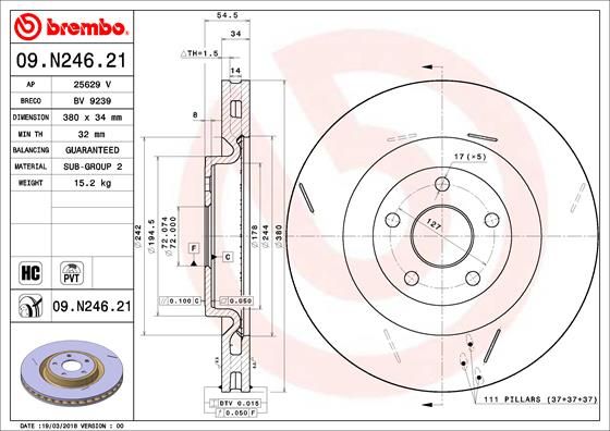 BREMBO Remschijf 09.N246.21