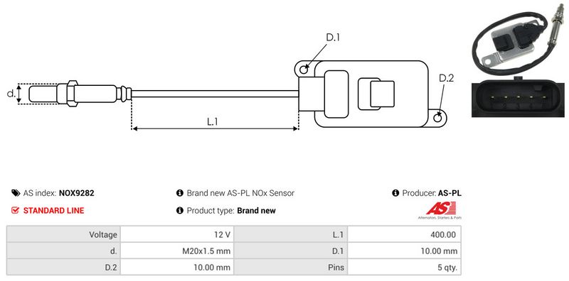 AS-PL NOX9282 NOx Sensor, urea injection
