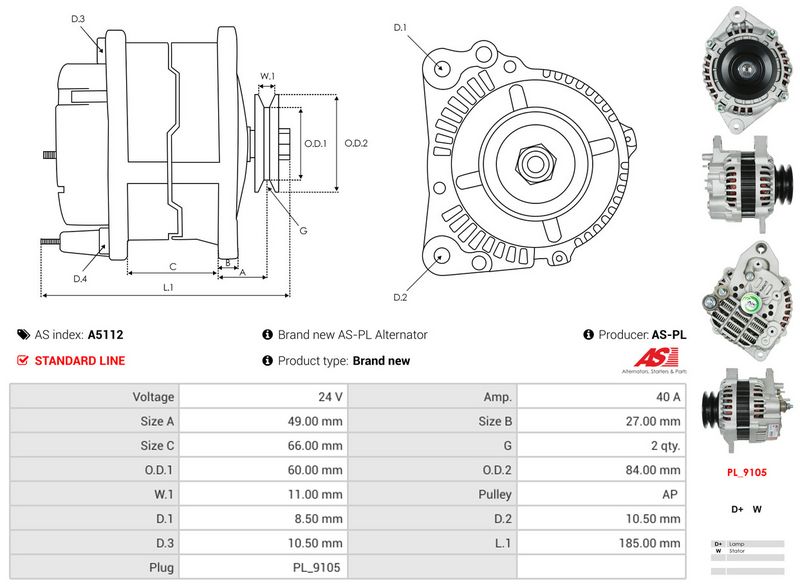 AS-PL A5112 Alternator
