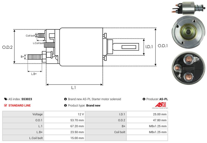 AS-PL SS3023 Solenoid Switch, starter