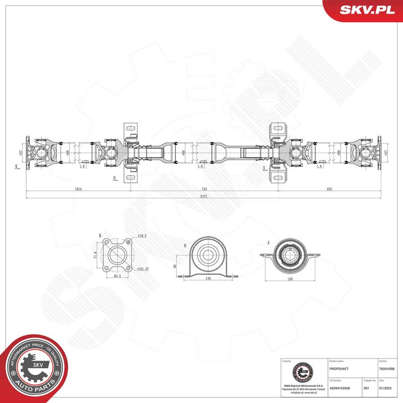 ESEN SKV 76SKV098 Drive Shaft