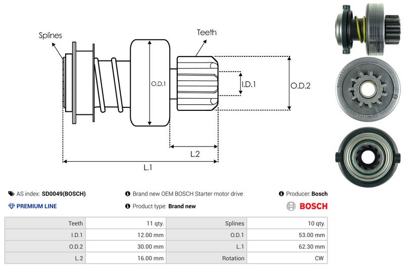 AS-PL SD0049(BOSCH) Freewheel Gear, starter