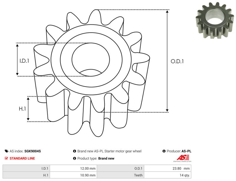 Remondikomplekt, Starter, AS-PL SGK9004S