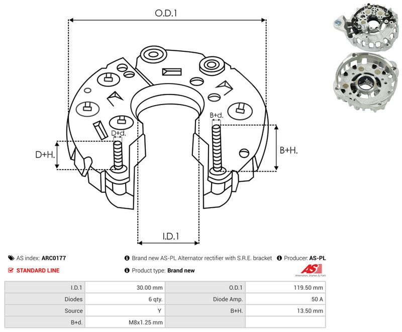 AS-PL ARC0177 Rectifier, alternator