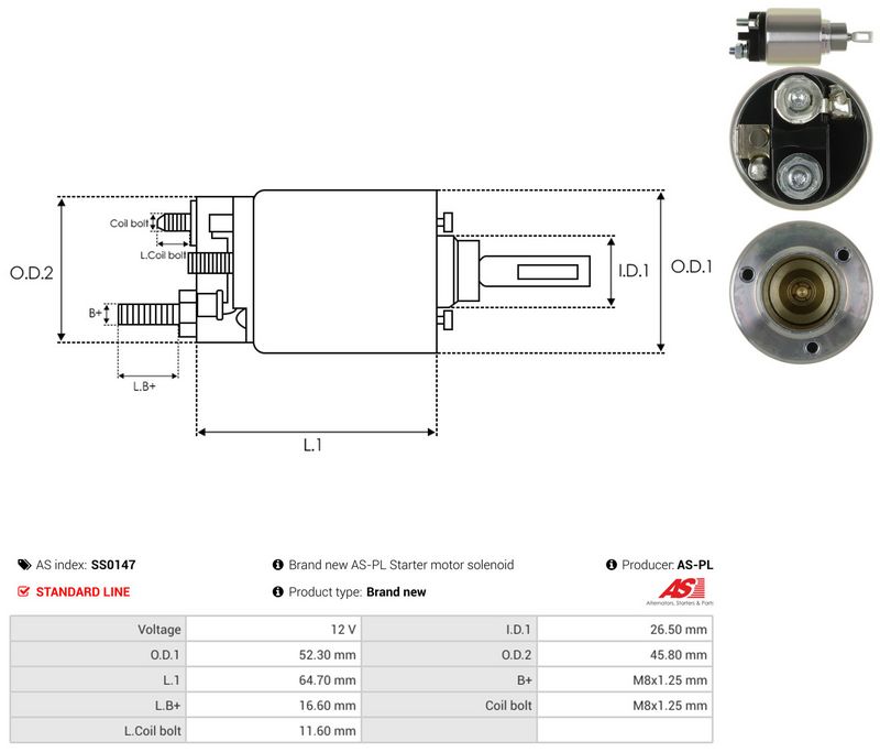 Magnetlülitus, starter, AS-PL SS0147
