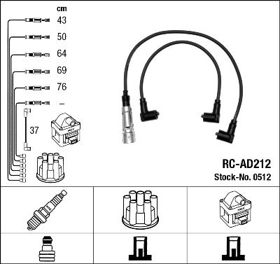 Комплект проводів високої напруги, Ngk RCAD212