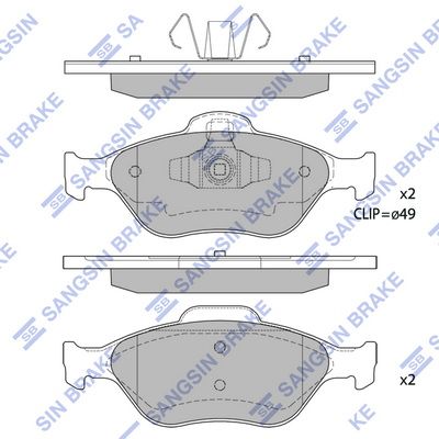 Комплект гальмівних накладок, дискове гальмо, Hi-Q SP1565