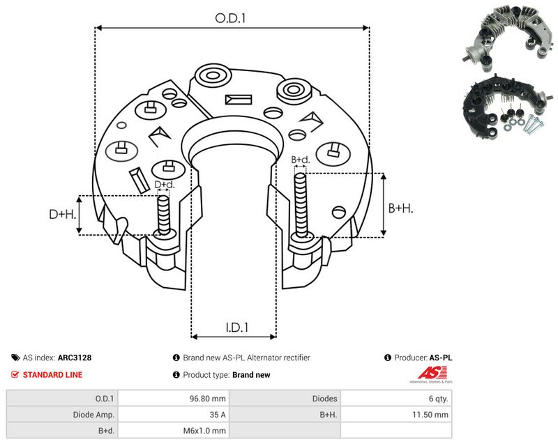 AS-PL ARC3128 Rectifier, alternator
