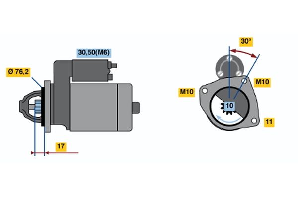 BOSCH Startmotor / Starter 0 001 108 121