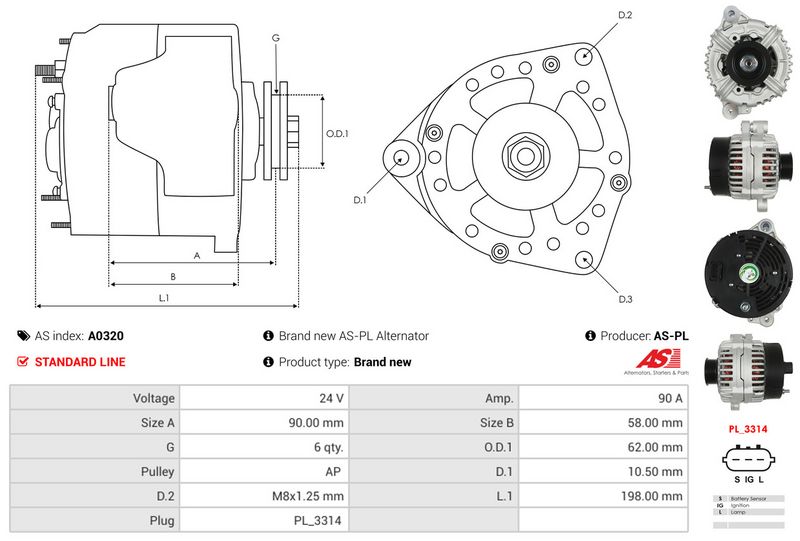 AS-PL A0320 Alternator