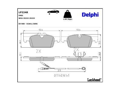 DELPHI LP2248 Brake Pad Set, disc brake