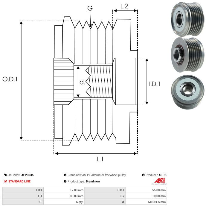 AS-PL AFP3035 Alternator Freewheel Clutch