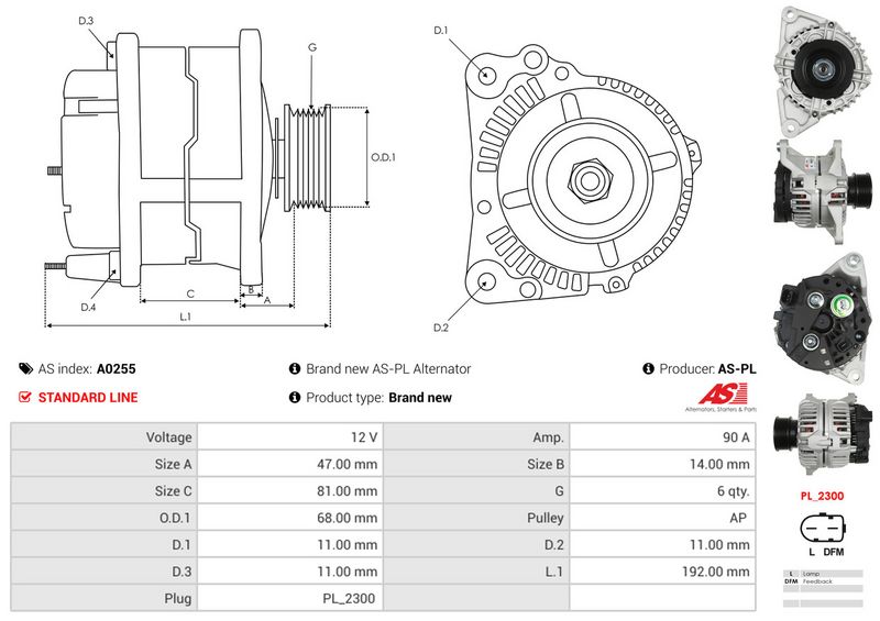 AS-PL A0255 Alternator