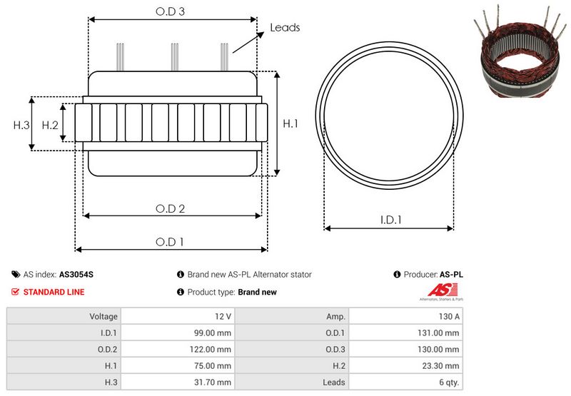 Staator, generaator, AS-PL AS3054S