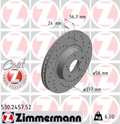 ZIMMERMANN féktárcsa 530.2457.52