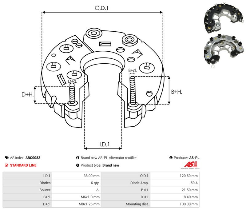 AS-PL ARC0083 Rectifier, alternator