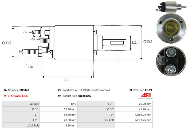AS-PL SS0043 Solenoid Switch, starter
