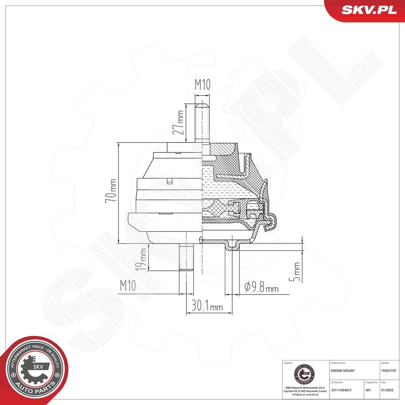 ESEN SKV 75SKV197 Mounting, engine