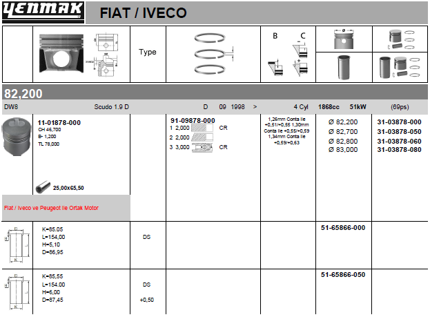 YENMAK Piston 31-03878-000