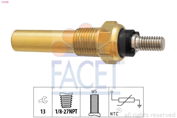 Датчик, температура охолоджувальної рідини, Facet 7.3135