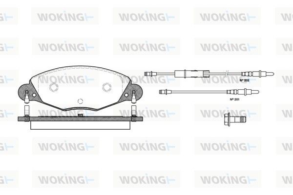 Комплект гальмівних накладок, дискове гальмо, Woking P927304