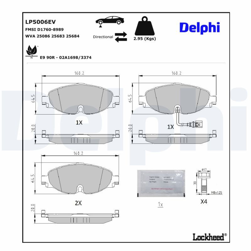 DELPHI LP5006EV Brake Pad Set, disc brake