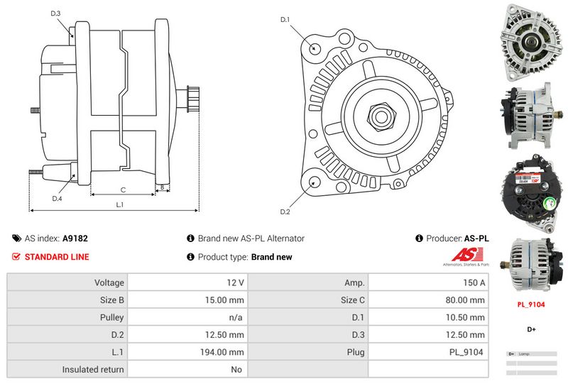 AS-PL A9182 Alternator