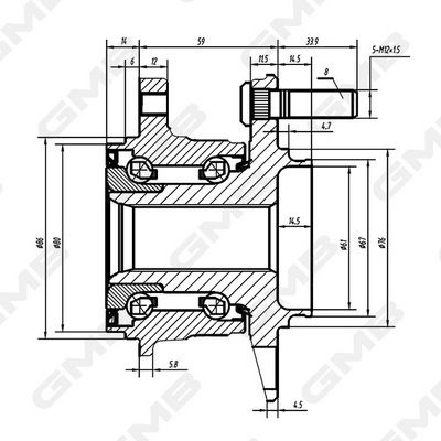 Комплект колісних підшипників, Gmb GH34940