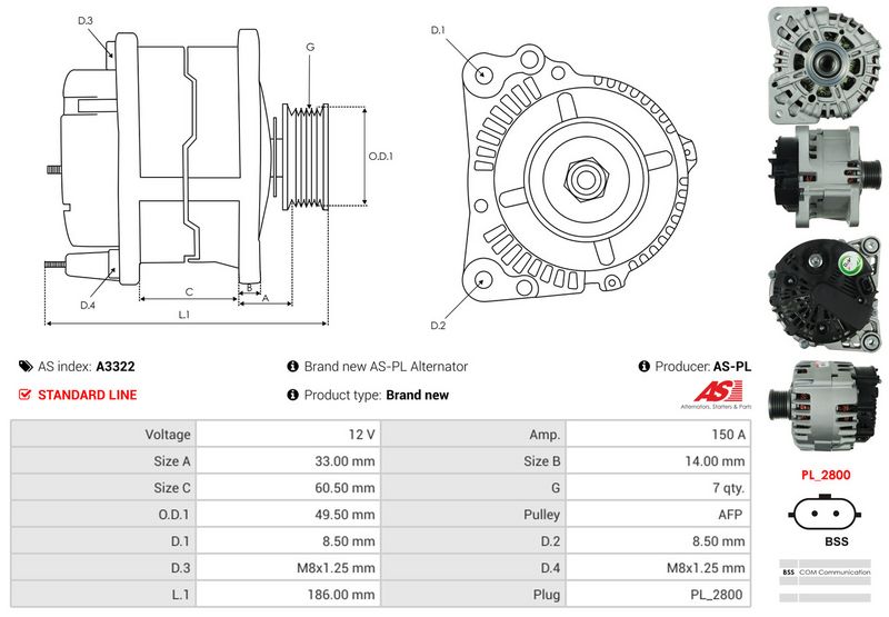 AS-PL A3322 Alternator