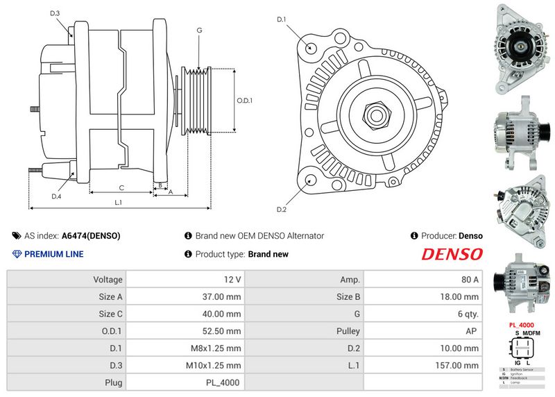 AS-PL A6474(DENSO) Alternator