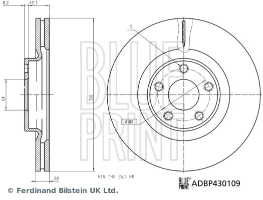 Гальмівний диск, Blue Print ADBP430109