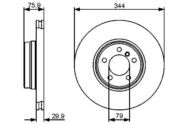 BOSCH гальмівний диск передн. Range Rover III 02-