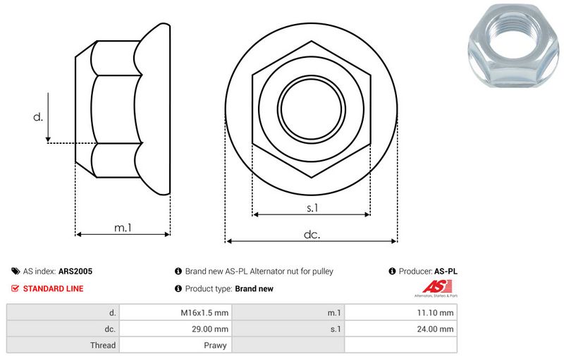 AS-PL ARS2005 Repair Set, alternator