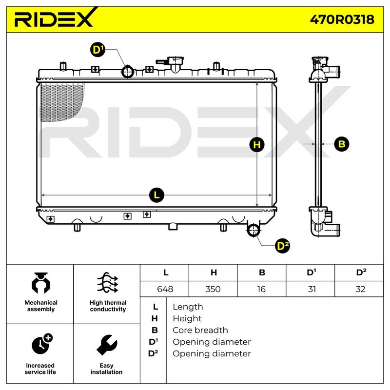 радиатор, охлаждане на двигателя RIDEX