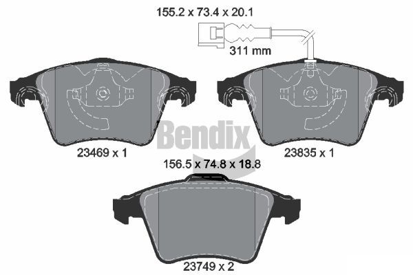 BENDIX Braking fékbetétkészlet, tárcsafék BPD1987