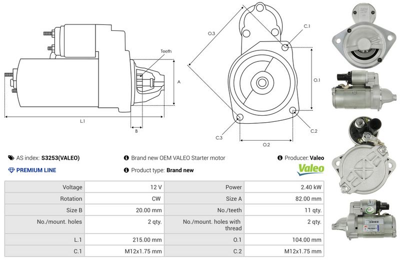 AS-PL S3253(VALEO) Starter