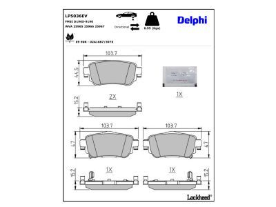 DELPHI LP5036EV Brake Pad Set, disc brake