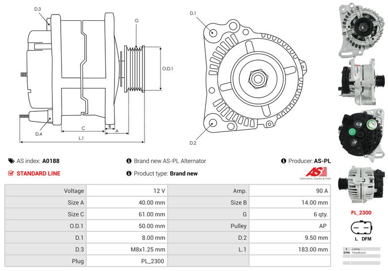 AS-PL A0188 Alternator