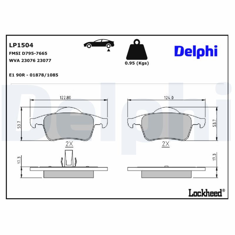 Piduriklotsi komplekt, ketaspidur, DELPHI LP1504