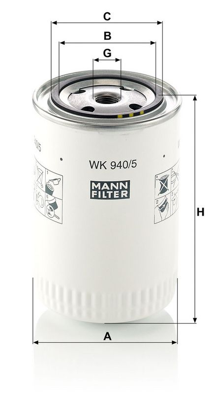 Kütusefilter, MANN-FILTER WK 940, 5