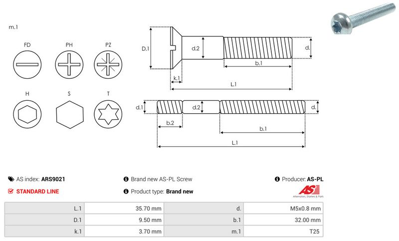 Remondikomplekt, generaator, AS-PL ARS9021