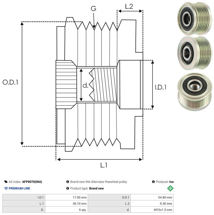 AS-PL AFP0070(INA) Alternator Freewheel Clutch