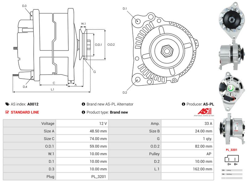 AS-PL A0012 Alternator